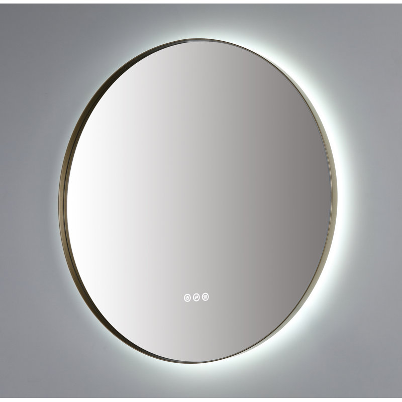 Shell LED Mirror, Gold, Round, 35.43" x 35.43"