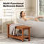 Banc de douche de 41 po, siège de tabouret de salle de bain imperméable à l'eau HiPS, banc intérieur / extérieur toutes saisons avec tablette et pieds antidérapants, teck-1079058449-1079058450