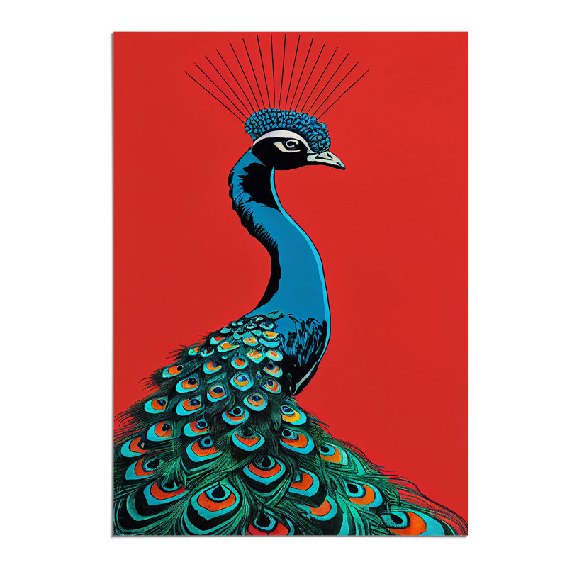 XV1022-3452X Peacock Retro Art - Print, Paper, No Matte, 42cm H x 29.7cm W