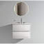 Meuble-lavabo mural blanc brillant Leandro de 24 po avec lavabo en céramique, trois trous de robinet, grand rangement flottant, pré-assemblé
