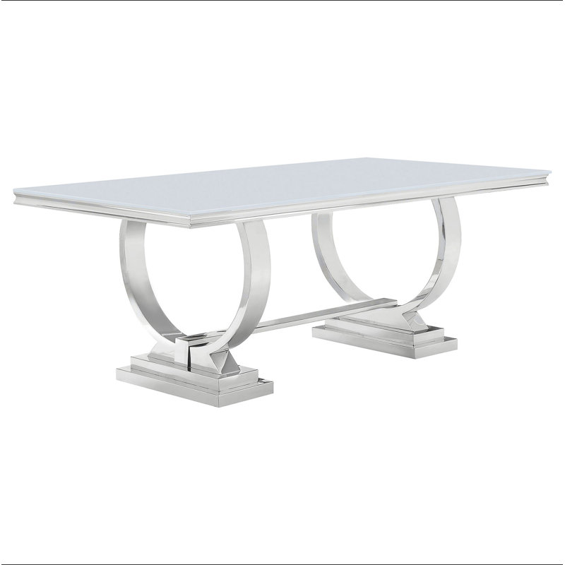 Table de salle à manger Mercy, Blanc / argenté