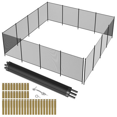 4x48Ft Mesh Pool Safety Fence, DIY Weatherproof Pool Fencing with Aluminum Feet Tubes, Removable Swimming Pool Fence for Kids & Pets, Inground and Above Ground