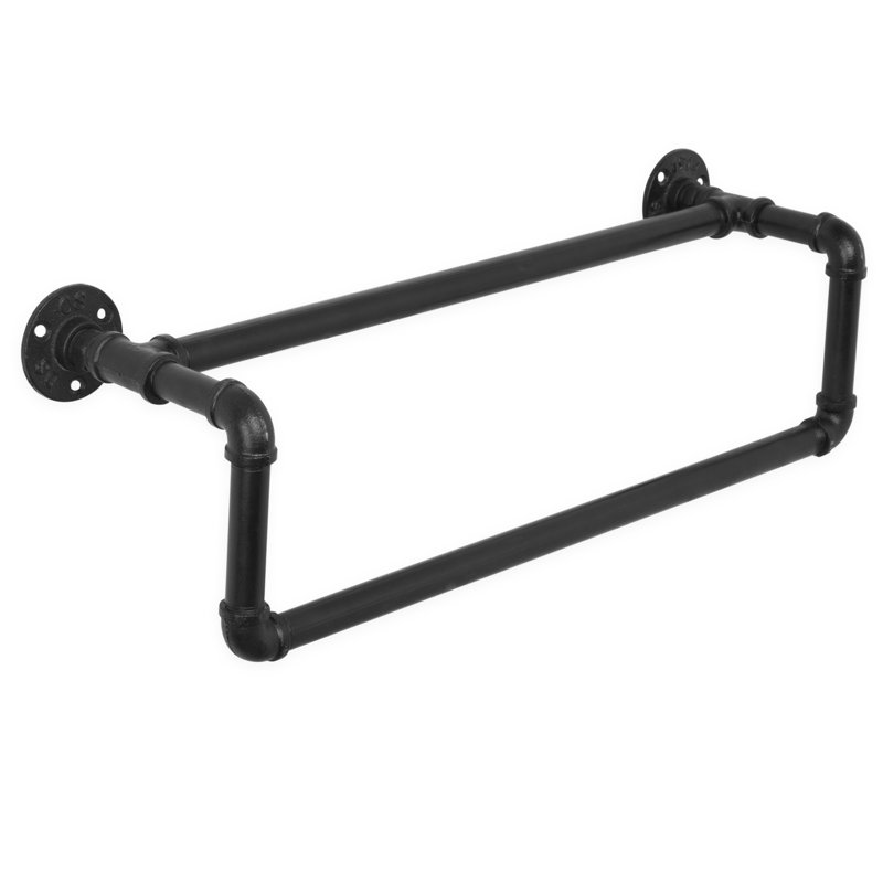 22.5'' Matte Black Industrial Metal Wall Mounted Towel Bar