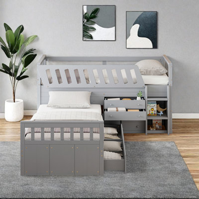 Low L-shaped Bunk Bed With Storage