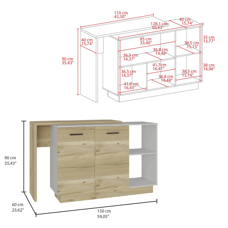 Stylish Multi-functional Kitchen Island for Modern Kitchen Spaces, White
