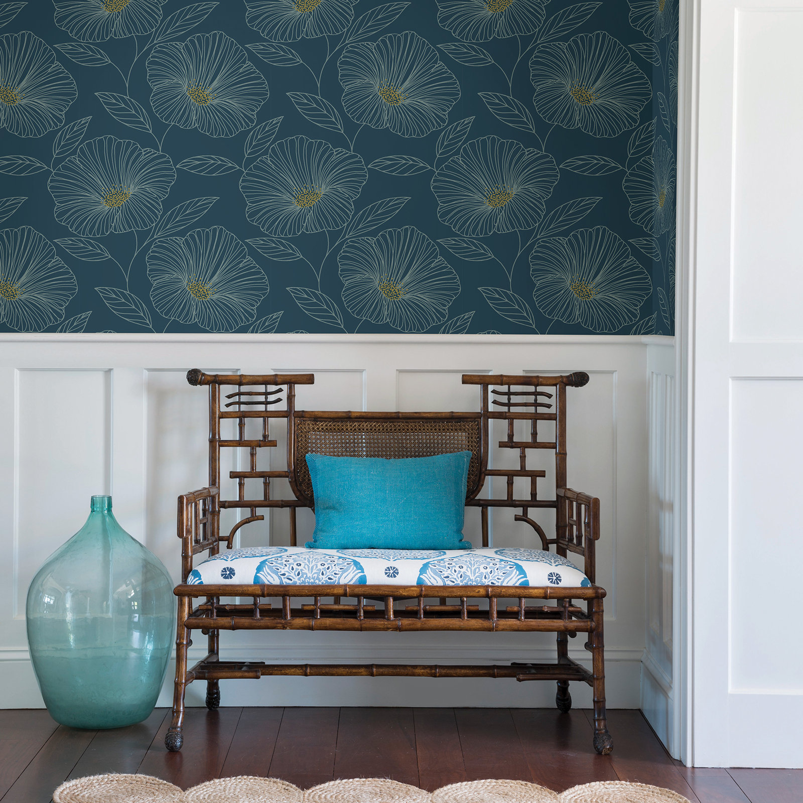 Mistral Mythic Floral Wallpaper Sample, Blue