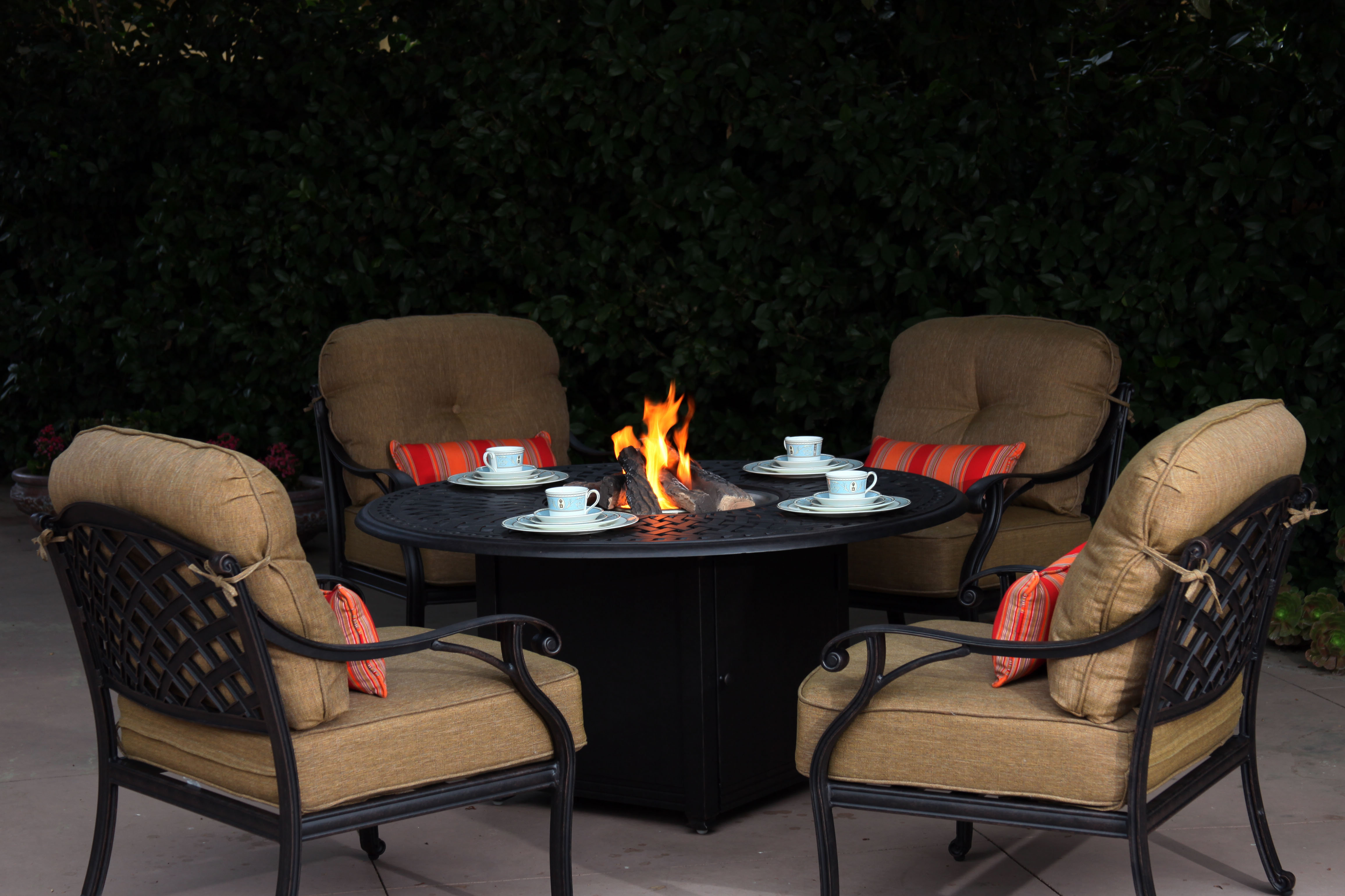 Three Posts™ Frazee 5-Piece Patio Propane Fire Pit Conversation