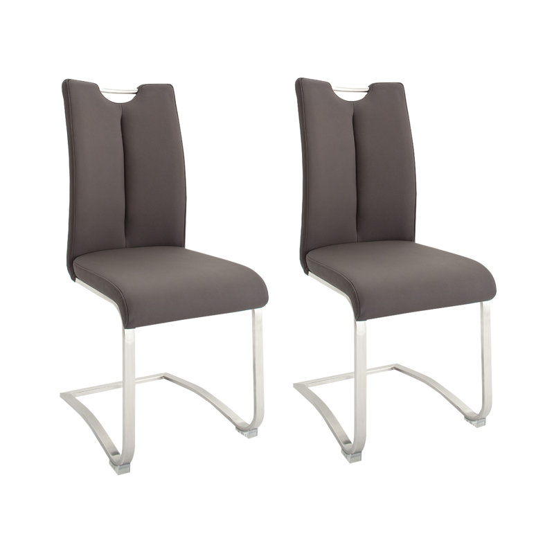 Mae Upholstered Chair In Genuine Leather, Brown