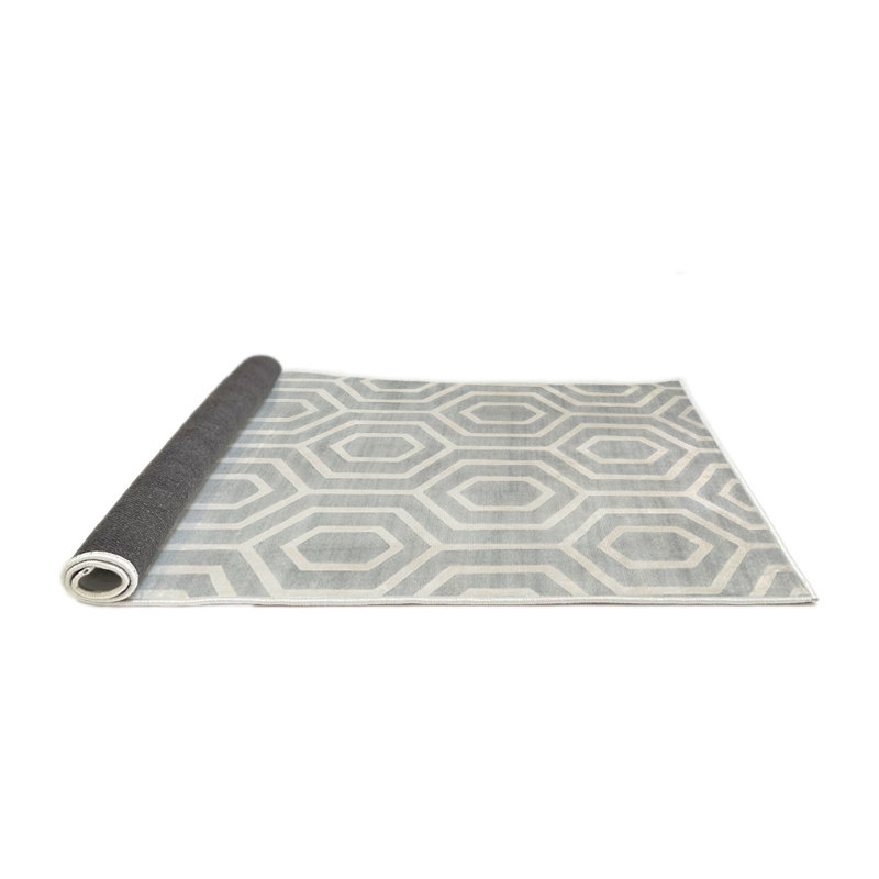 Tapis gris/zone blanche contemporaine, Rond 4 pi