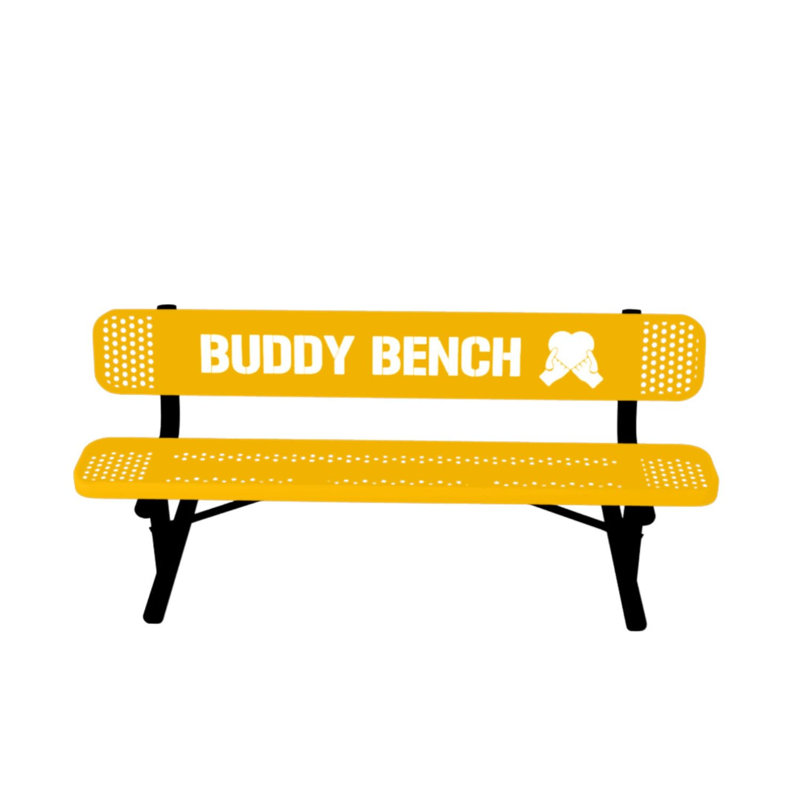 Banc d'appoint jaune perforé, 1,83 m, avec dossier, portable, Banc de jumelage portable 6 pi, perforé, Jaune