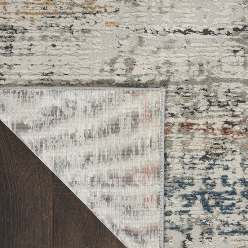 Piazza Abstract Gray Area Rug, Rectangle 5'3" x 7'3"