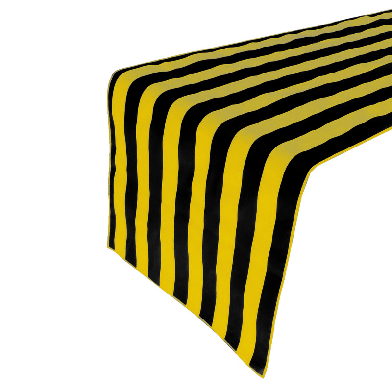 Stripes Print Table Runner, Yellow/Black, 60" Runner, 12"