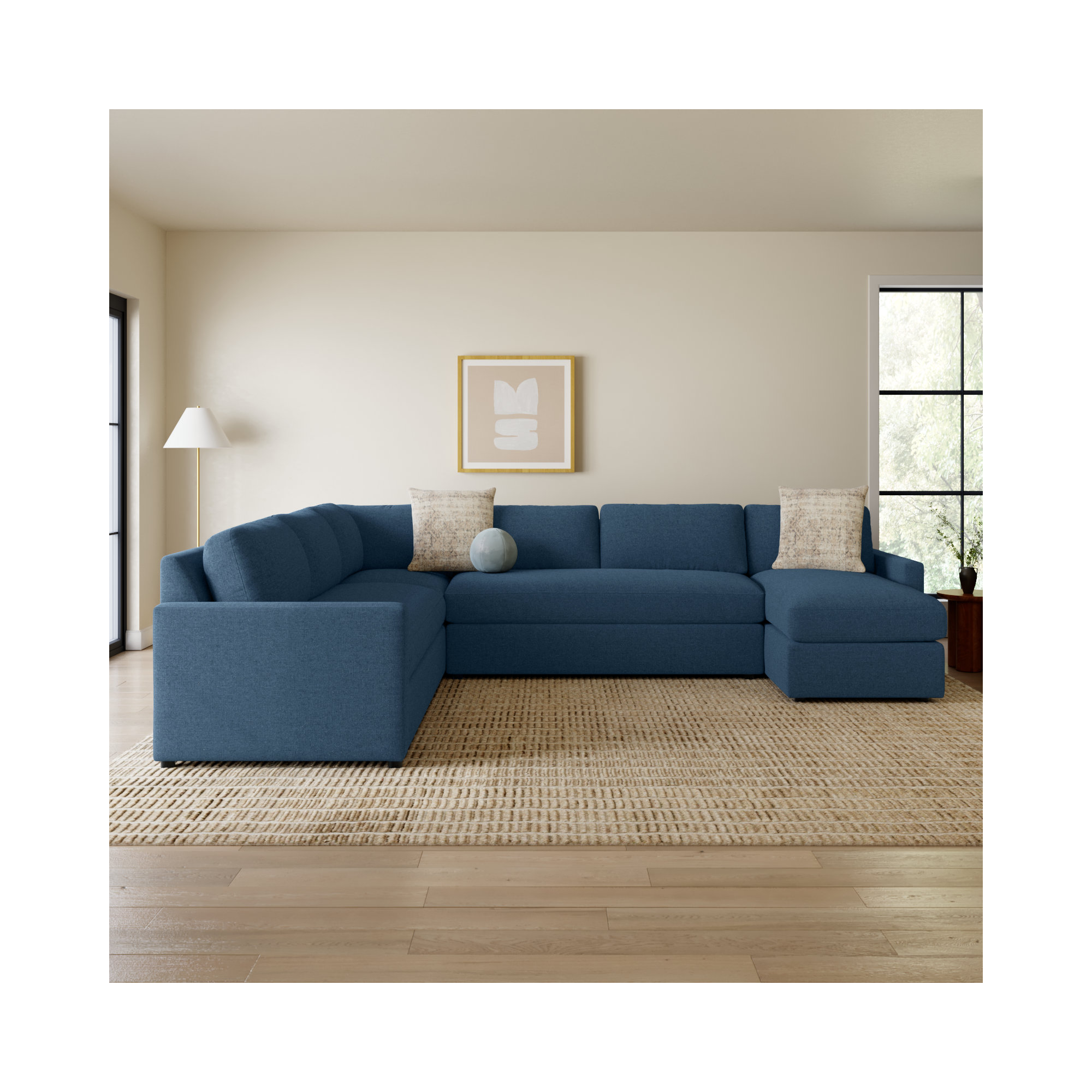 Damari Upholstered U-Sectional, Right Hand Facing, Nomad Snow Crypton® Chenille