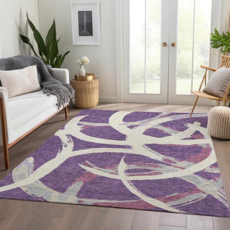 Premium Machine Washable Mayfield AMF1022 Circles Rug, Rectangle 9' x 12'