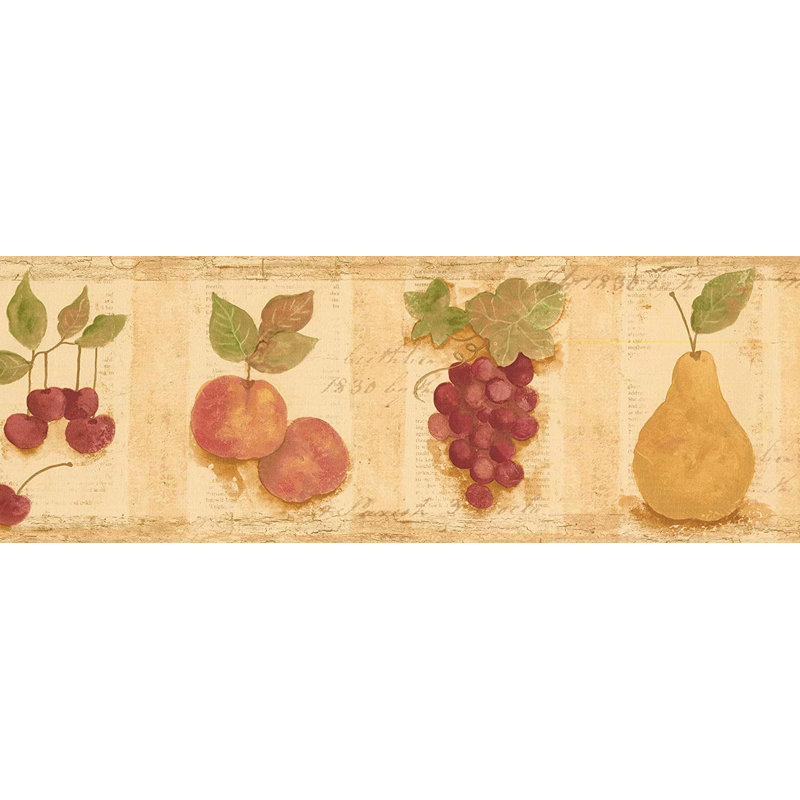 Bordure de papier peint L 15 pi x l 7 po, Vert, rouge et mauve