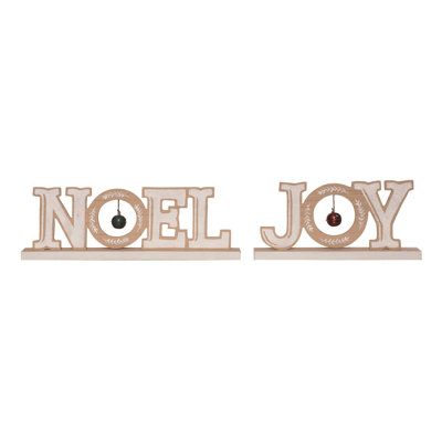  MDF Word w/Bell Decor Set of 2 Christmas Home Decorations