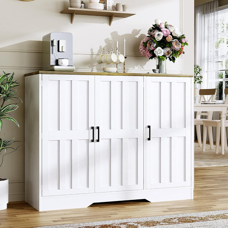 Buffet Farmhouse avec portes, blanc classique
