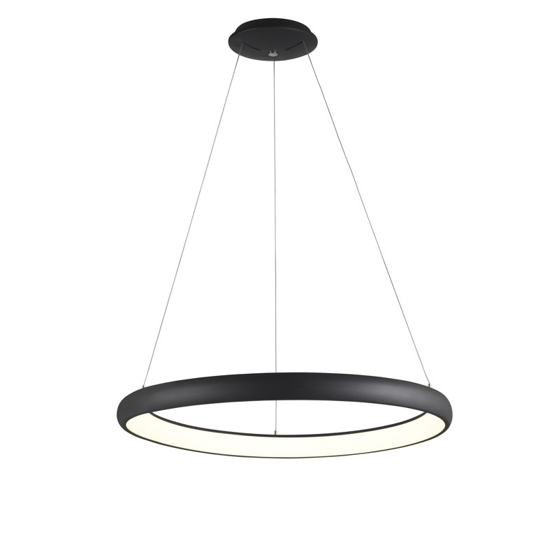 1 - Light LED Waggon Wheel Pendant, 120cm H x 61cm W x 61cm D, Black, Dimmable