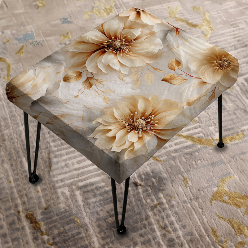 Motif bohème beige à motif de fleurs de chrysanthème