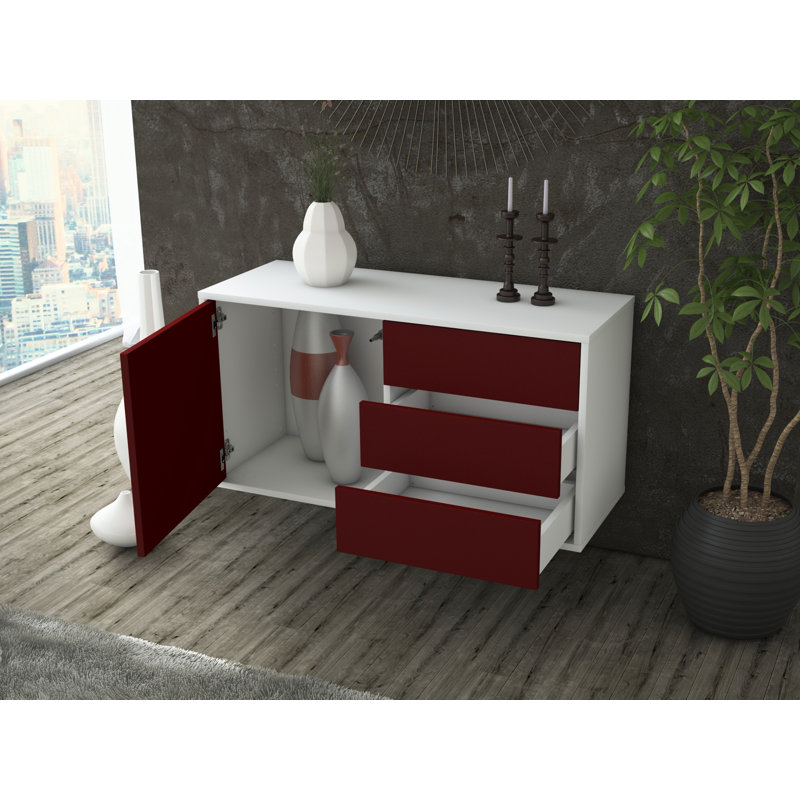 Farringdon Unfinished Floating TV Stand, Red