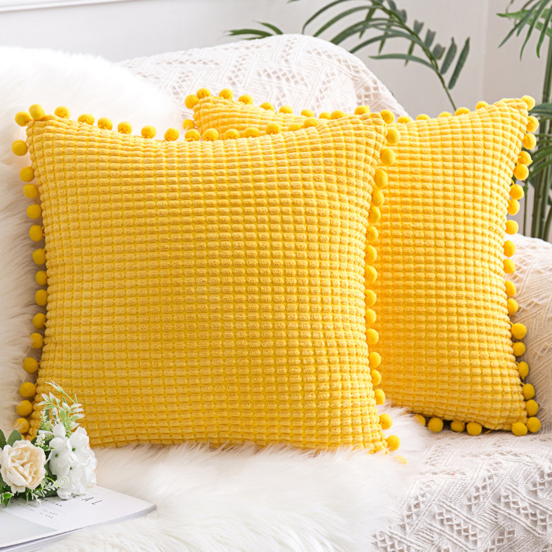 Ensemble de 2 housses de coussin en velours côtelé, Jaune