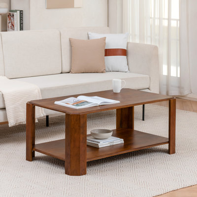 Enley Isla Solid Wood Coffee Table With 2 Tier Storage