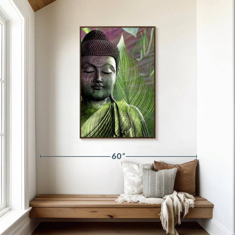 Méditation, 29 po x 43 po, Cadre flottant noyer