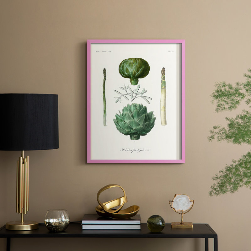 Reproduction encadrée de fruits et légumes II - bois massif, H 15 po x l 12 po, Rose