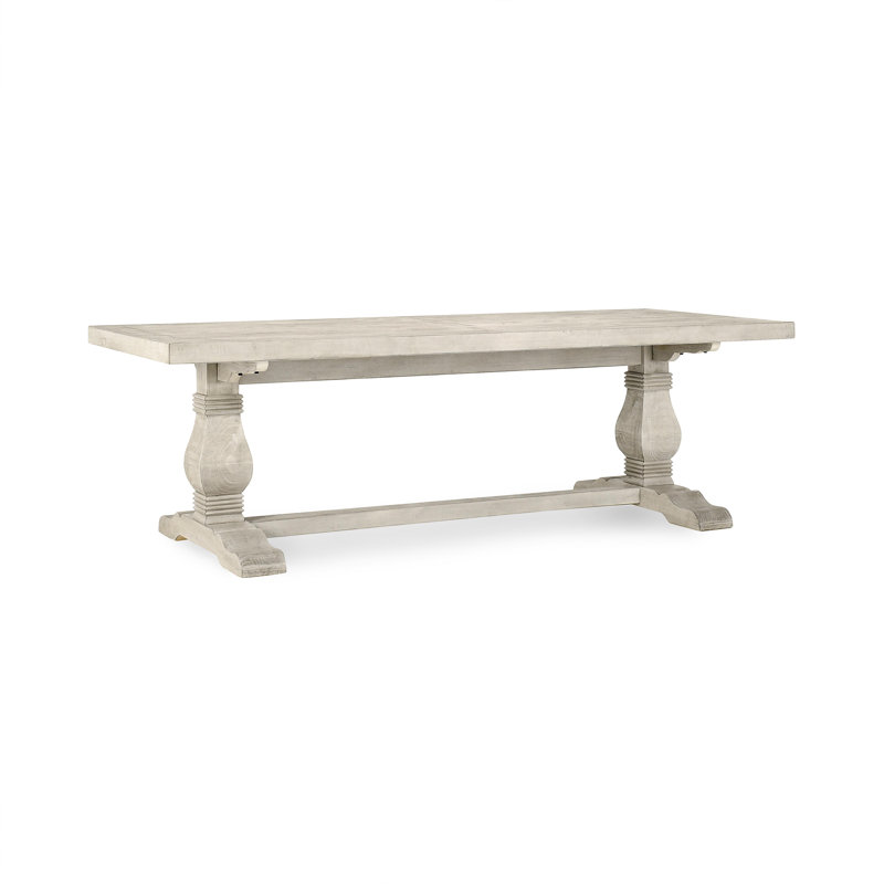 Table de salle à manger en bois massif Kinston, Ivoire délavé