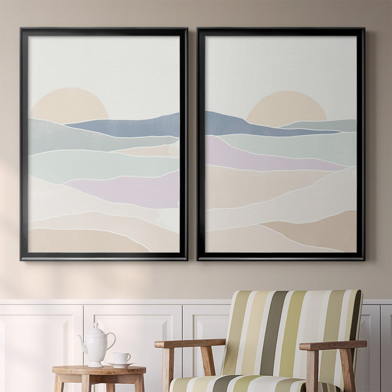Vague tableau I, toile encadrée de qualité supérieure - prête à être accrochée, H 24,5 po x l 37 po x P 2,5 po, Noir