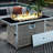 43" Rectangular Grey Open Weave Propane Fire Pit Table, 60000 , With Blue Glass Stones, Tempered Wind Guard, And 20Lbs Storage For Outdoor Entertaining Events Gas 43", Color, Removable - Rust Lid-1221447769