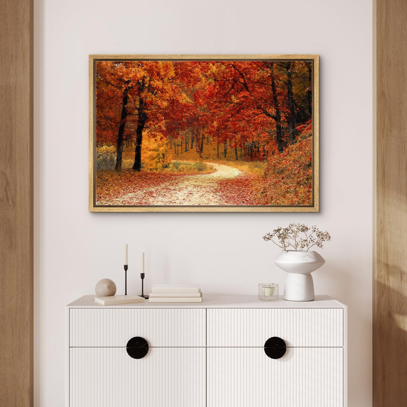«Autumn Fall Vibrant Orange Forest Trees Nature Landscape», grande impression sur toile encadrée, H 16 po x l 24 po
