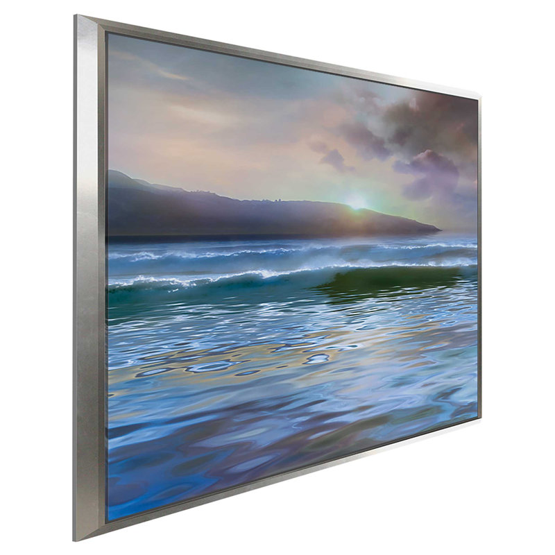 «Western Light», reproduction, H 21,5 po x l 33,5 po x P 2 po, Cadre flottant argent