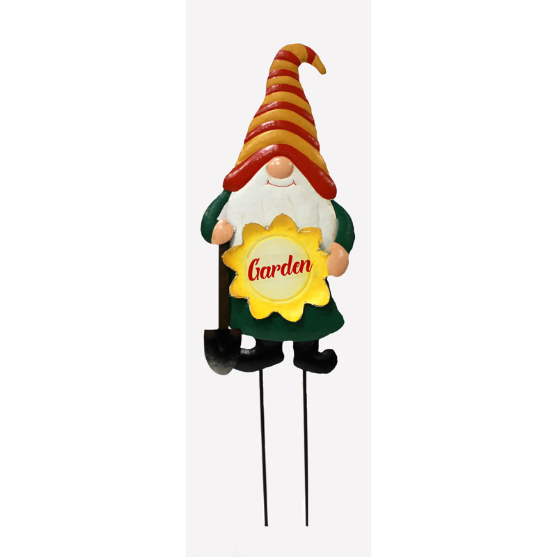 Gnome avec poteau de jardin Lawclyn