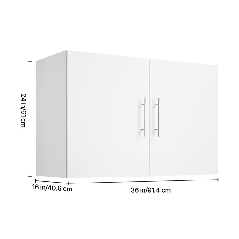 Armoire murale pour buanderie, armoire murale à 2 niveaux avec 2 portes, organisateur de placard avec tablette réglable, pour salle de bain, cuisine, garage, buanderie, P 16 x 36 x 24 po (P x l x H), blanc