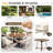 Modern 5-Piece Patio Extendable Wooden Dining Table Set with Rattan Arm Chairs