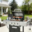 Barbecue au propane à 3 brûleurs avec brûleur latéral, barbecue en acier inoxydable 40500BTU avec tables d'appoint, grilles en fonte émaillée de porcelaine