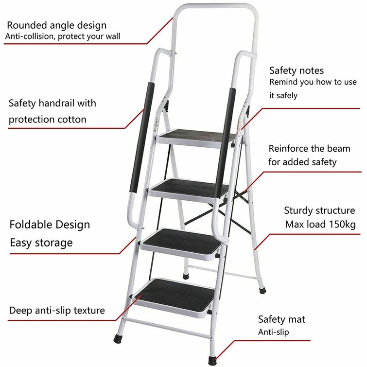 WFX Utility 4 - Step Steel Folding Step Ladder | Wayfair.co.uk