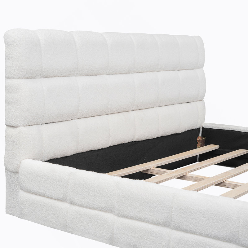 Grand lit plateforme tapissier, Blanc