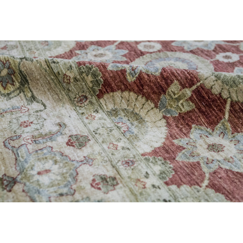 Tapis rouge et brun de haute qualité noué à la main Ziegler