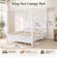 Lit plateforme Postelune King en bois avec baldaquin et tête de lit, style rustique campagnard, pieds fuselés d'inspiration milieu du siècle, dégagement de rangement de 21 cm et capacité de charge de 363 kg-1164587849