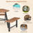 6 Person Acacia Wood Picnic Table Bench Set w/3 Seats Umbrella Hole Metal Frame