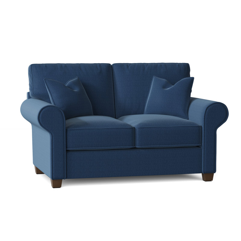 Causeuse à accoudoirs roulés Putney, Denim indigo classique