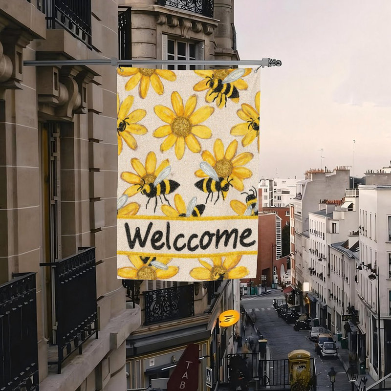 Drapeau abeille et tournesol, pour intérieur et extérieur, 35 x 24