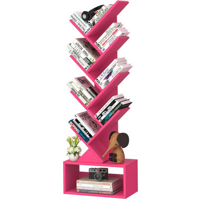 Bibliothèque à 9 étages pour arbre, bibliothèque pour espace restreint, étagère de rangement pour livres, bibliothèque de rangement pour bureau à domicile, salon, chambre à coucher