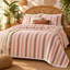 Couvre-lit réversible Lehar rose poudré à rayures feuillues, 100 % coton, 90 po x 108 po-130726957-130726964
