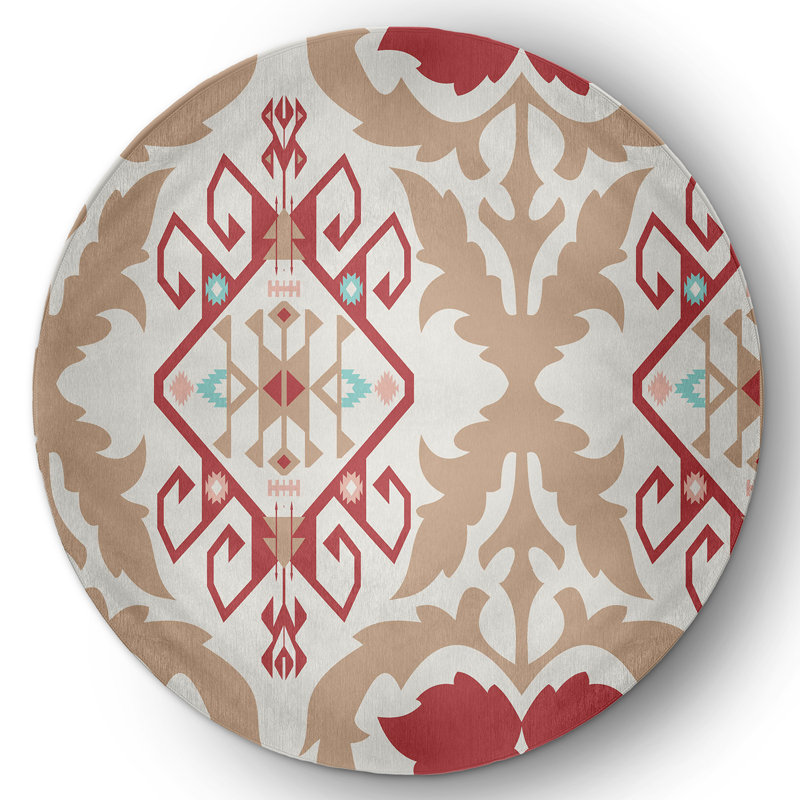 Chenille Ikat Indoor Rug, Round 5'