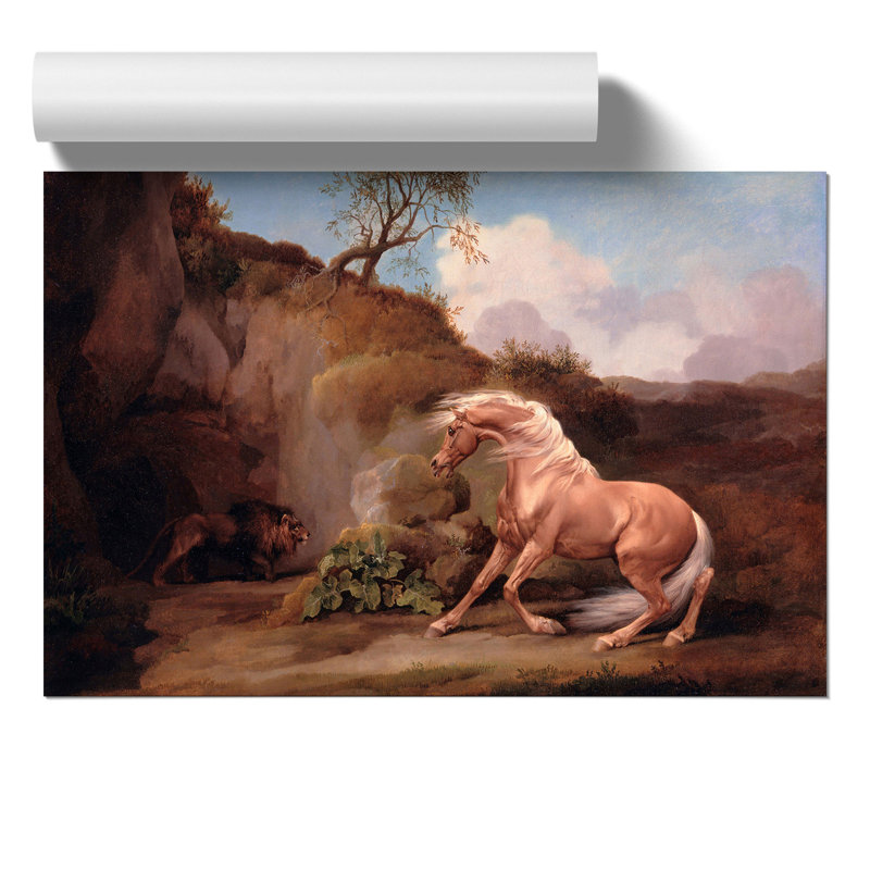 Horse Frightened by George Stubbs - No Frame Painting, 42cm H x 59cm W x 0.1cm D