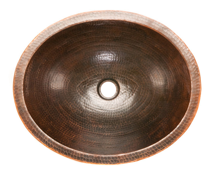 18" Oval Skirted Vessel Hammered Copper Sink