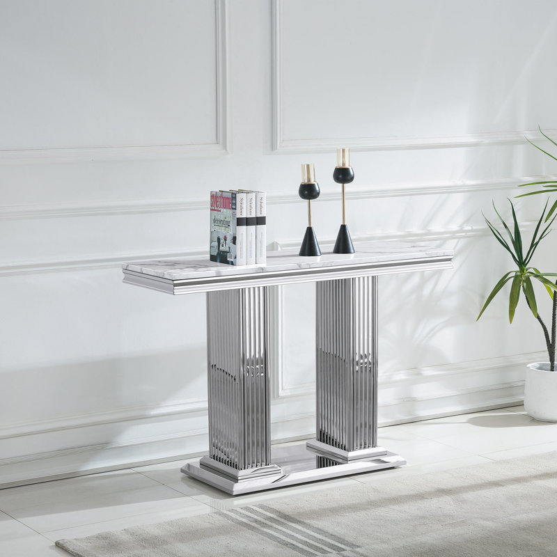 Console Burdell St0216, Argent argent, Blanc / Blanc